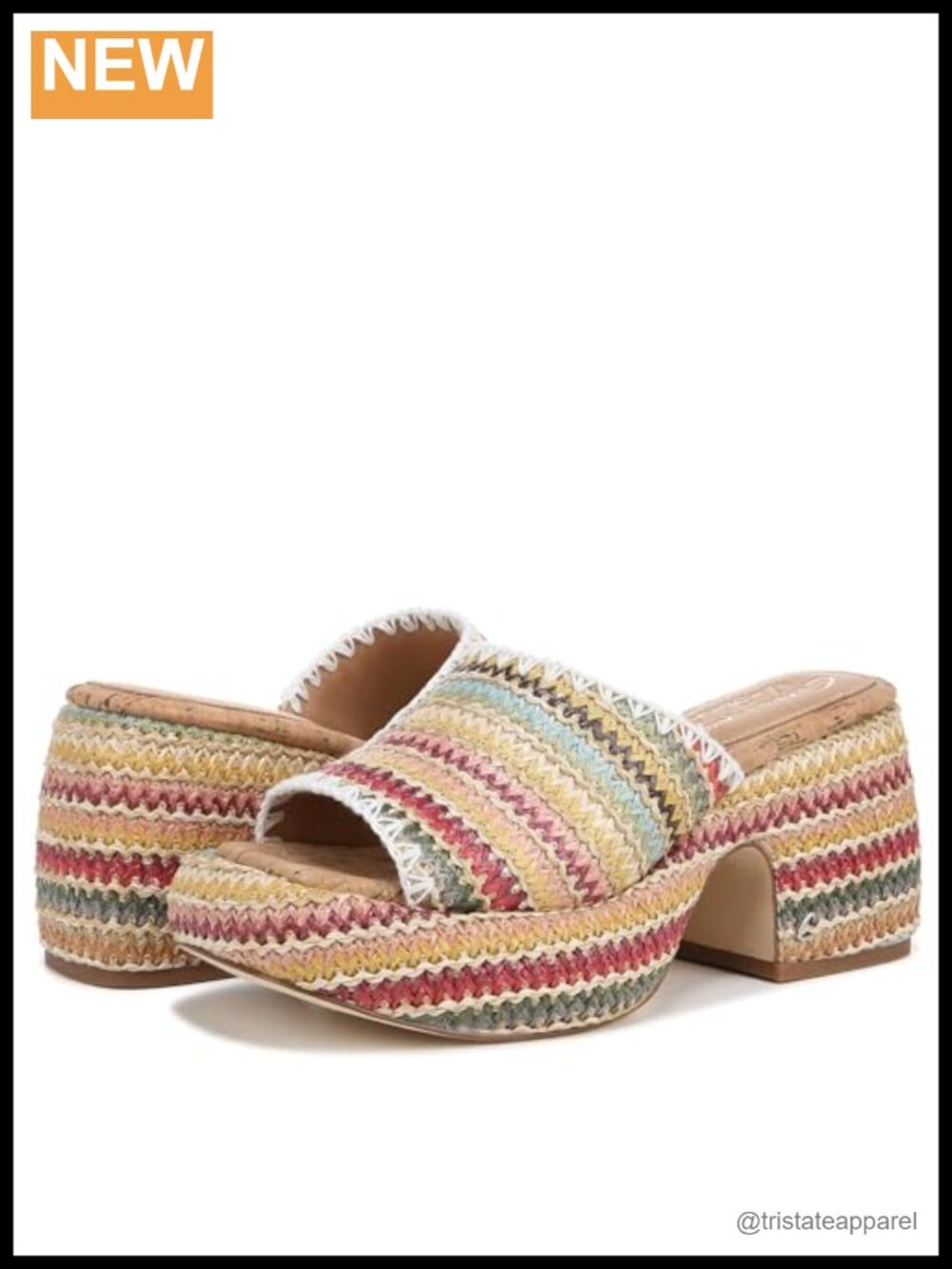 Zigzag Woven Bubble Platform Slide Sandal, 3.125-Inch Curved Heel, Slip-On Open